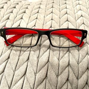 Matte black Carbon frames/red temples